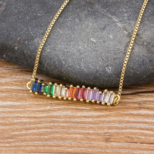 The Rainbow Emerald Cut Necklace - I Spy Jewelry