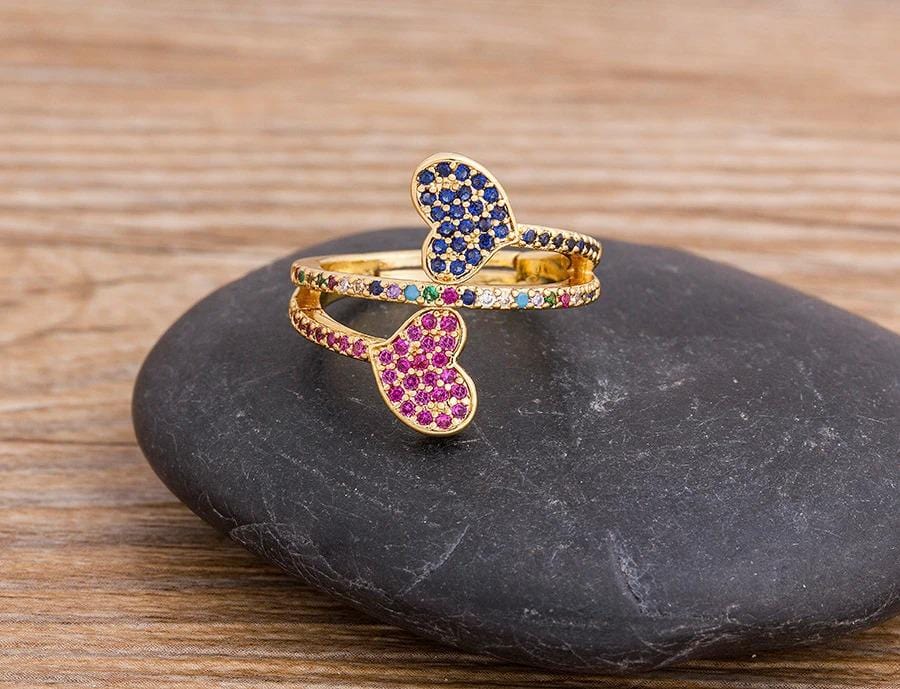 The Rainbow Curved Heart Ring - I Spy Jewelry