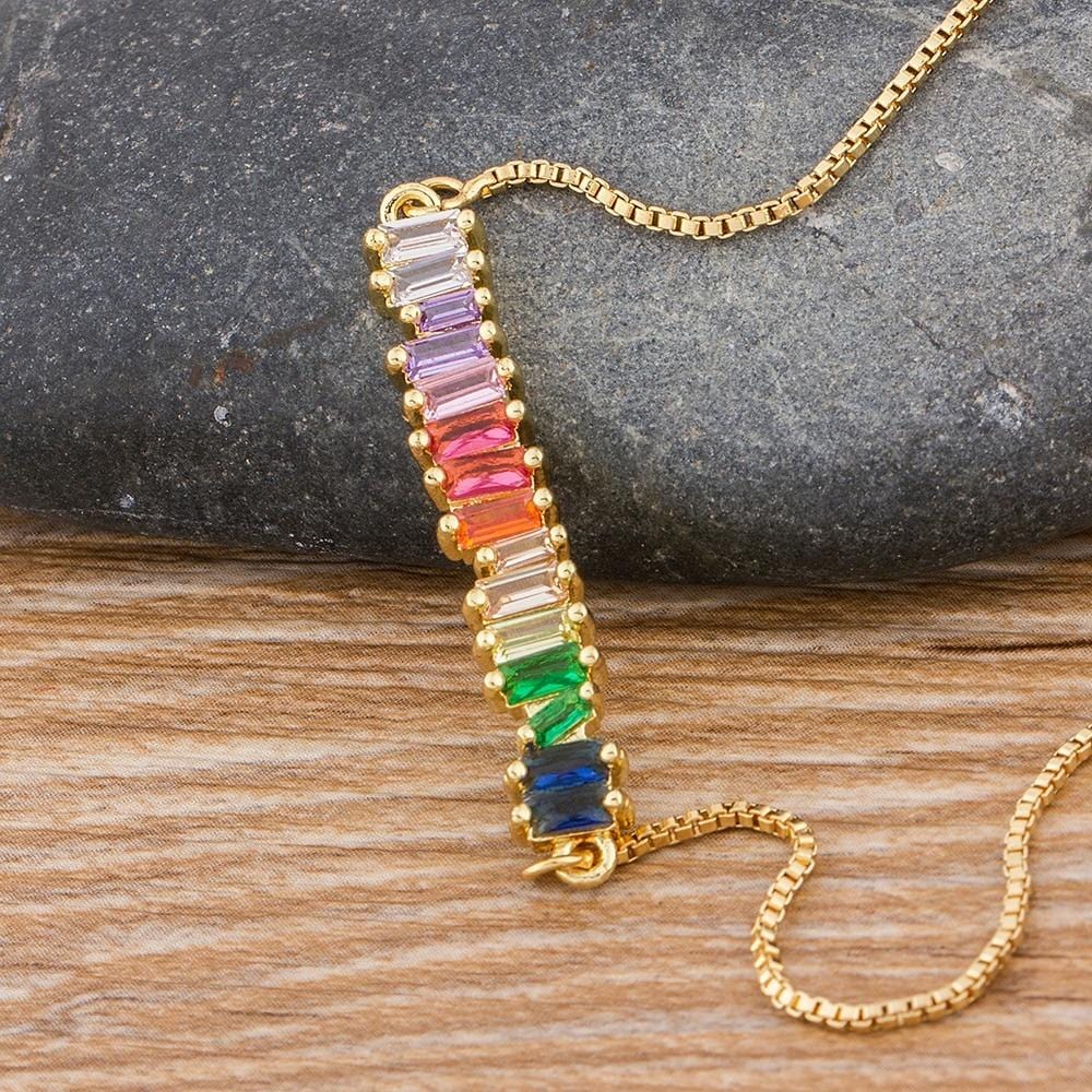 The Rainbow Emerald Cut Necklace - I Spy Jewelry